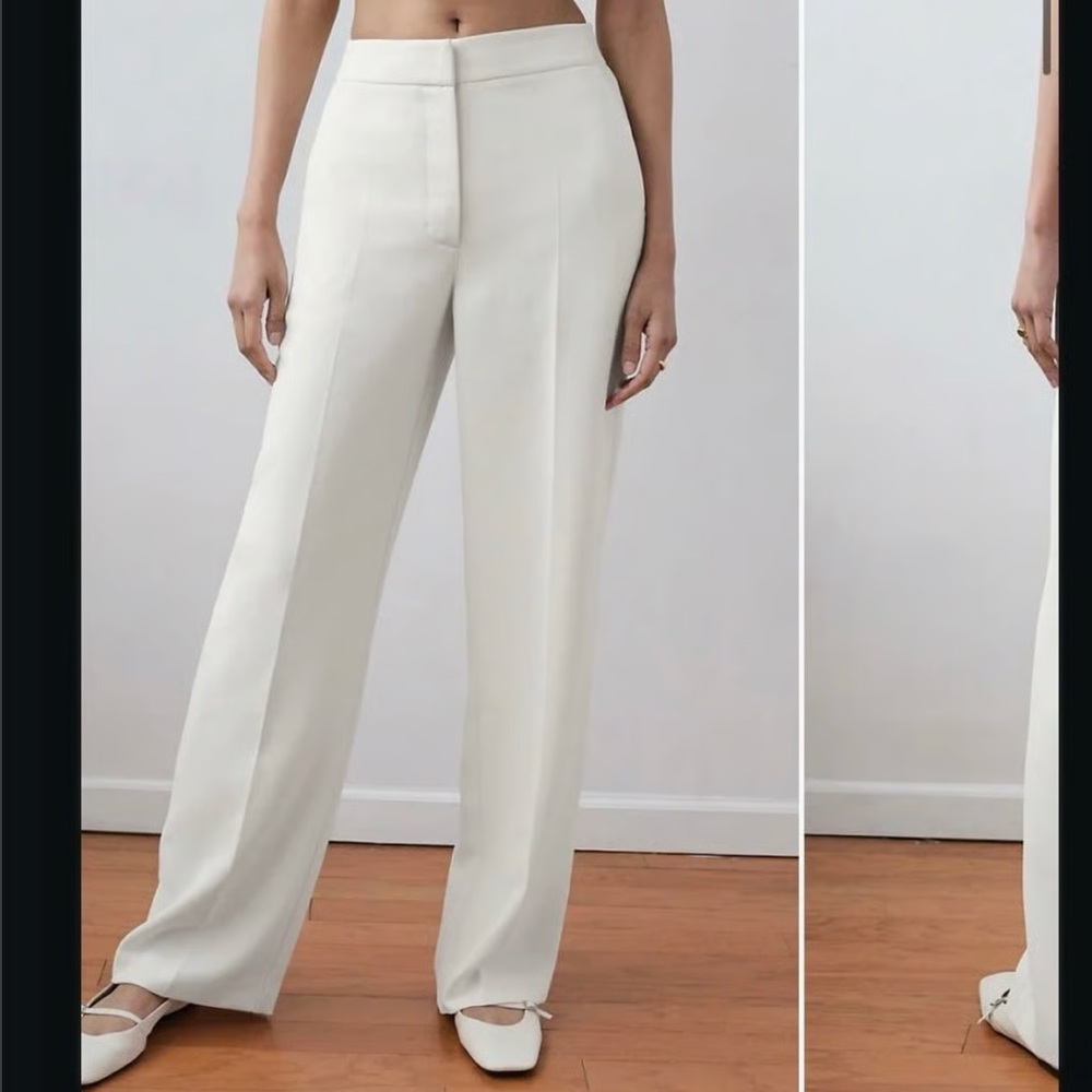 Aritzia Cream Wide-Leg Pants